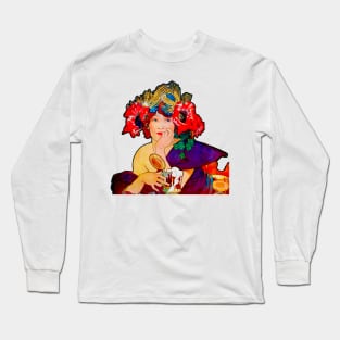 Spring girl with flowers in her hair in art nouveau Long Sleeve T-Shirt